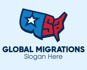 USA America Map logo design