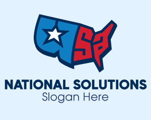 National - USA America Map logo design