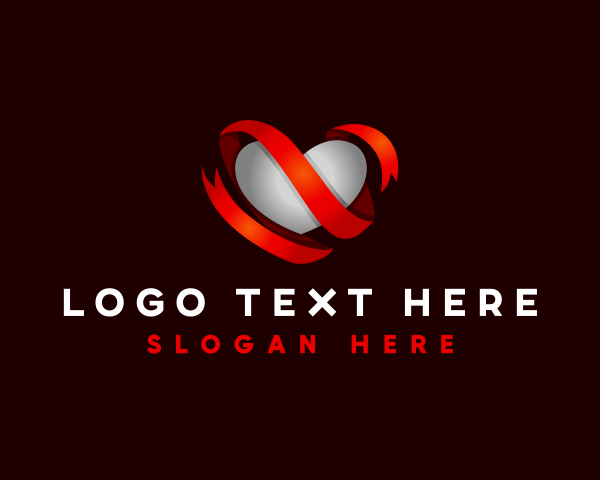 Love - Love Heart Ribbon logo design