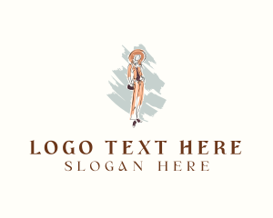 Vintage - Woman Fashionista Model logo design