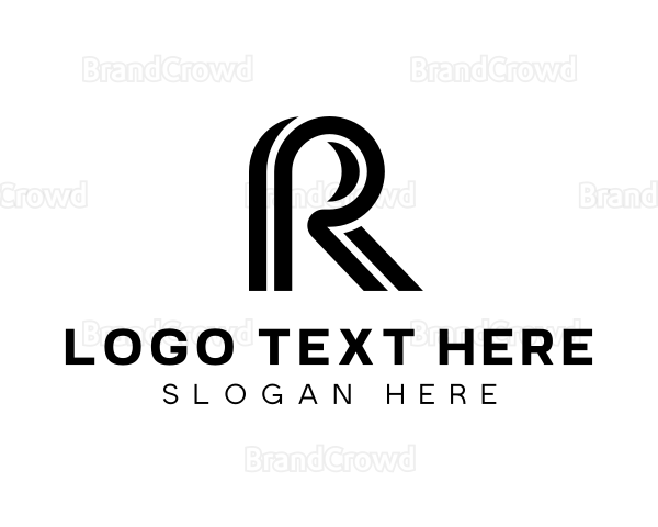 Modern Minimalist Stripe Letter R Logo