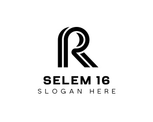 Modern Minimalist Stripe Letter R Logo