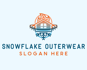 HVAC Flame Snowflake logo design