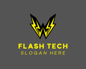 Flash - Thunder Flash Letter W logo design