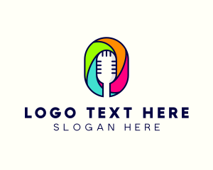 Podcast - Audio Microphone Letter O logo design