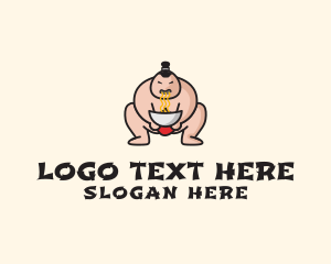 Dinner - Sumo Wrestler Noodle logo design