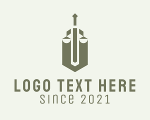 Legal Service - Green Sword Scale logo design
