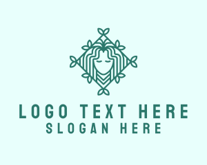 Massage - Organic Leaf Woman logo design