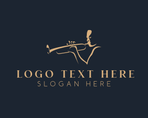 Flugelhorn - Musician Trumpet Instrument logo design