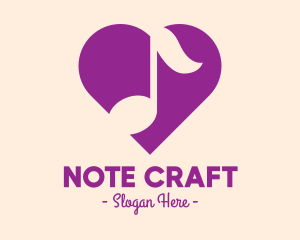 Note - Purple Heart Note logo design