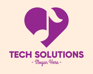 Music Class - Purple Heart Note logo design