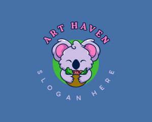 Cute Koala Salad logo design