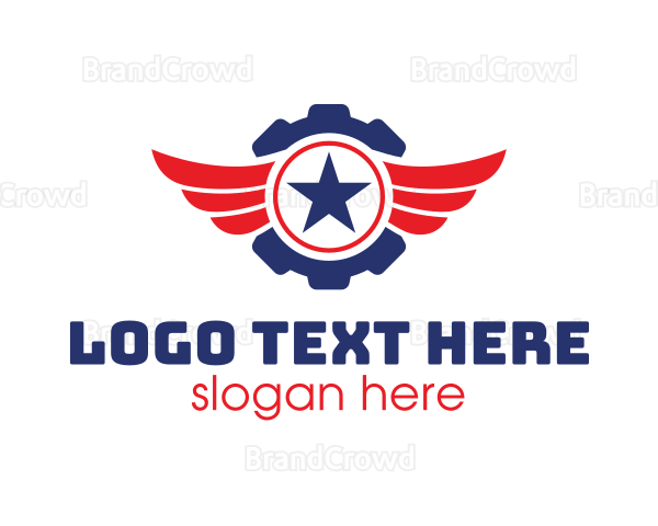 Automotive Gear Wing Star Logo