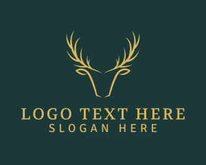Forest Animal - Golden Deer Antler logo design