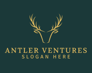 Antler - Golden Deer Antler logo design