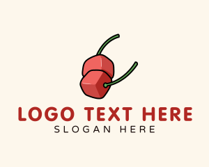 Toppings - Cube Cherry Fruit logo design
