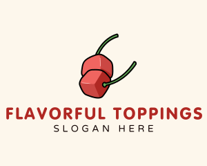 Toppings - Cube Cherry Fruit logo design