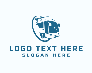 Bus - Bus Pressure Washer Cleaning logo design