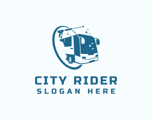 Bus - Bus Pressure Washer Cleaning logo design