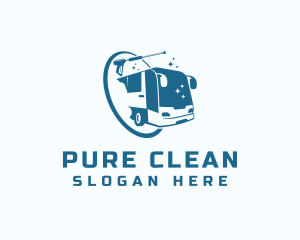 Bus Pressure Washer Cleaning logo design