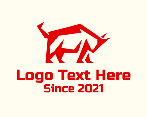 Red - Red Minimalist Bull logo design