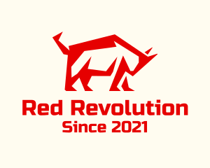 Red Minimalist Bull logo design