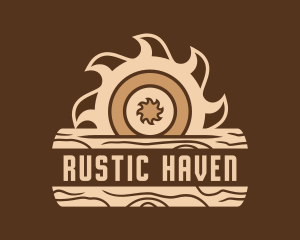 Rustic Saw Blade Woodworking  logo design