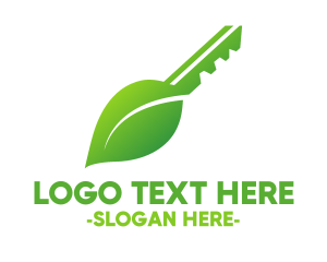 Locksmith - Organic Leaf Key logo design