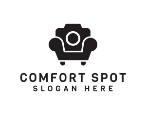 Camera Lens Armchair logo design