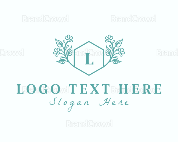 Organic Floral Hexagon Logo