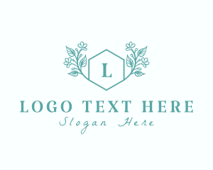 Flower - Organic Floral Hexagon logo design