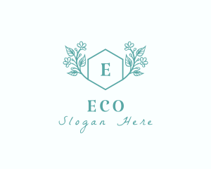 Organic Floral Hexagon Logo