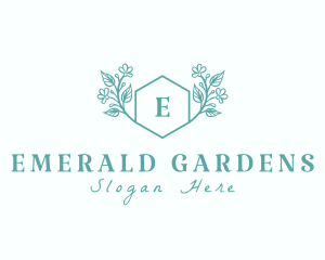 Organic Floral Hexagon logo design