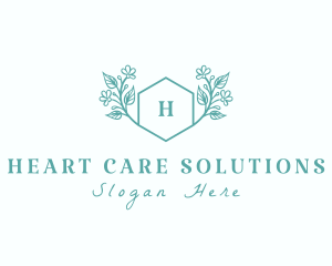 Organic Floral Hexagon logo design