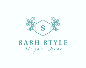 Organic Floral Hexagon logo design