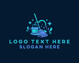 Neat - Mop Sweep Cleaning logo design