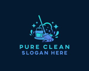 Mop Sweep Cleaning logo design