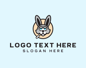 Addiction - Smoking Cigarette Rabbit logo design