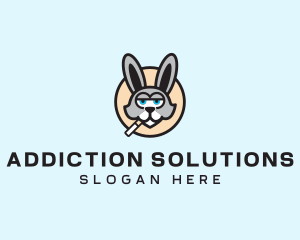 Addiction - Smoking Cigarette Rabbit logo design