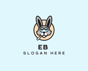 Bunny - Smoking Cigarette Rabbit logo design