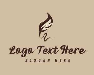 Bookstore - Writer Feather Quill logo design