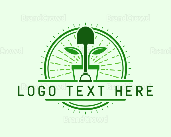 Plant Shovel Gardening Logo