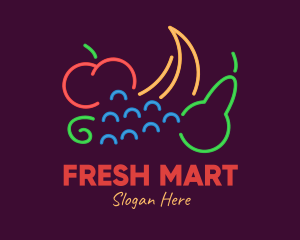 Supermarket - Neon Fresh Fruits logo design