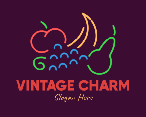 Old School - Neon Fresh Fruits logo design