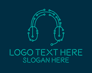 Gadget - Blue Gamer Headphones logo design