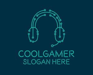 Game Stream - Blue Gamer Headphones logo design