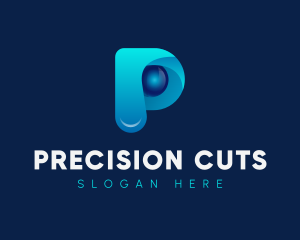 Letter P Gradient Cyber logo design