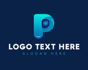 Three-dimensional - Letter P Gradient Cyber logo design