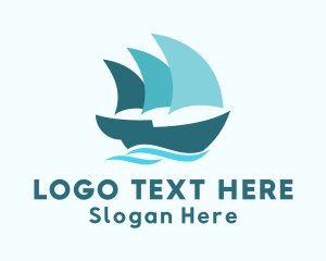 Paper Boat - Caravel Boat Sailing logo design
