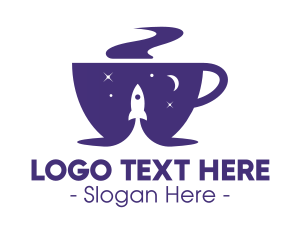 Negative Space - Space Rocket Coffee Cup logo design